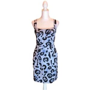VINCE CAMUTO Gray & Black Leopard Print Casual Dress w/ Pockets Size 4